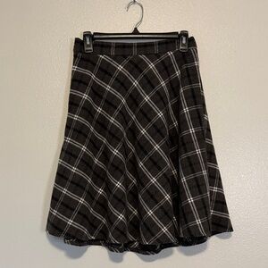 Allegra K Black and White Plaid Skater Skirt